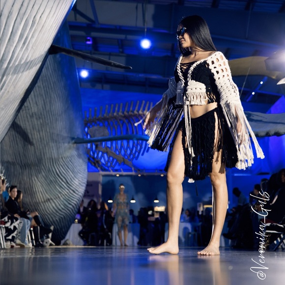 Boho Fringe Sweater - Black and Cream Handmade Original GoodVibeGoda Piece - Picture 16 of 16